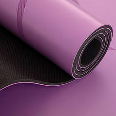 Килимок для йоги Record 183x68x0,5см для занять фітнесом і йогою з розміткою. Світло-фіолетовий