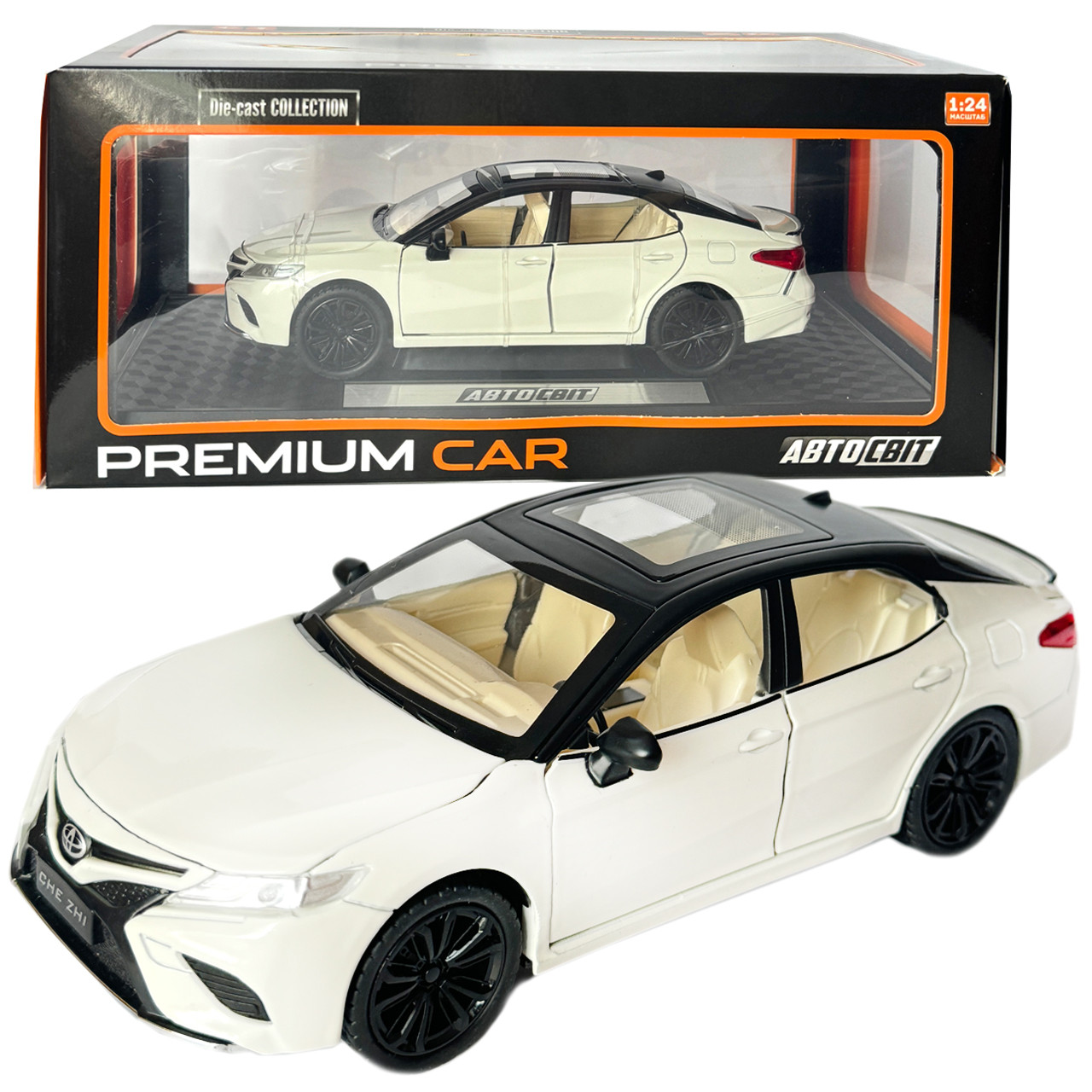 Машинка металева Toyota Camry Sport 2018 Тойота Камрі 1:24 біла світло звук відкриваються двері баг капот резинові колеса