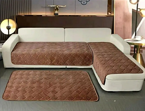 Дивандеки на дивани комплект, покривало на диван велюрове щільне ворсисте Коричневий