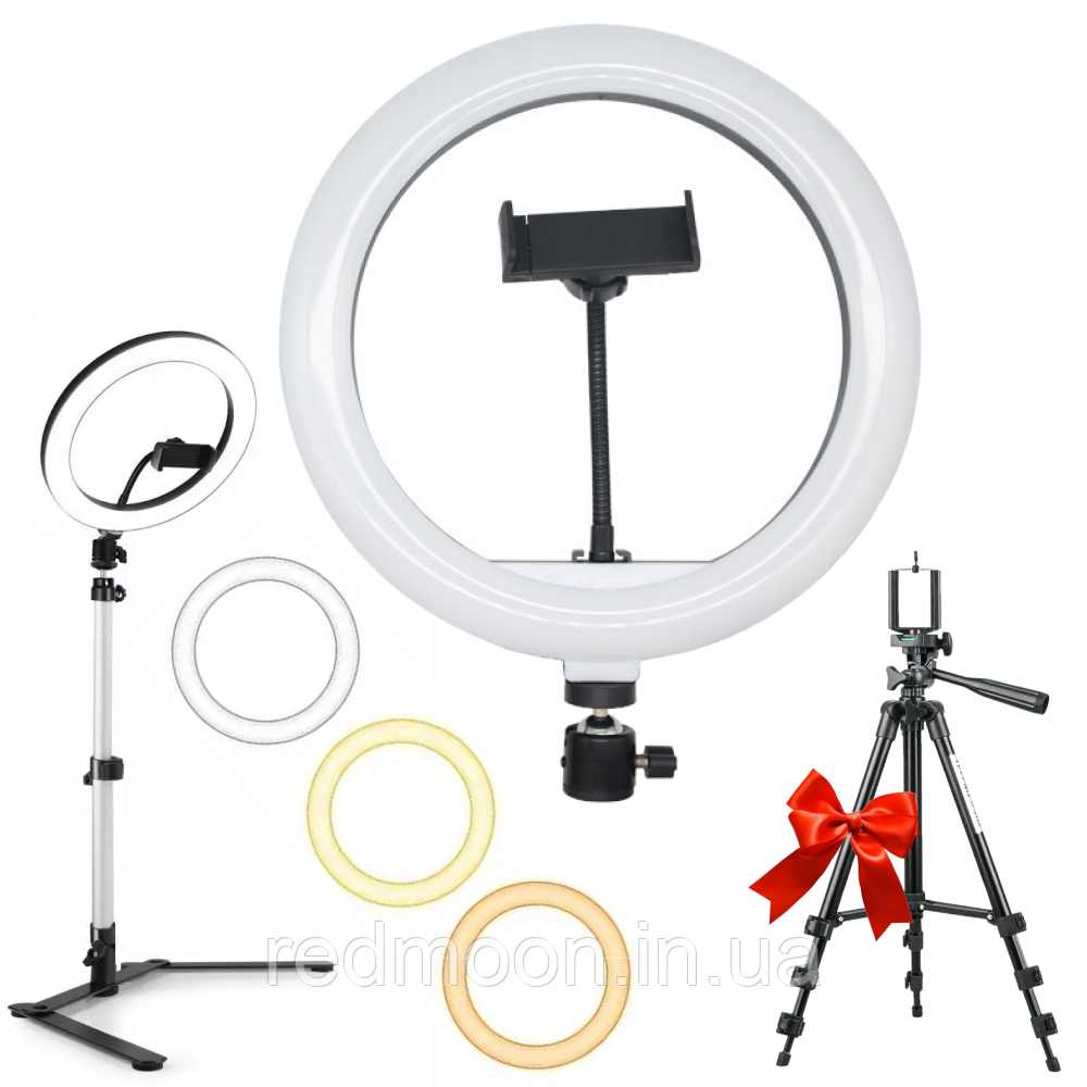 LED лампа зі штативом 26см, Ring Light + Подарунок Штатив Tripod FY-312 / Лампа для тік току / Лампа для селфі