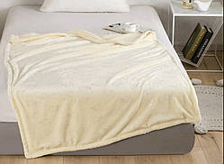 Дитяче двостороннє тепле плед ковдру на овчині штучне хутро 120х150 см Молочний