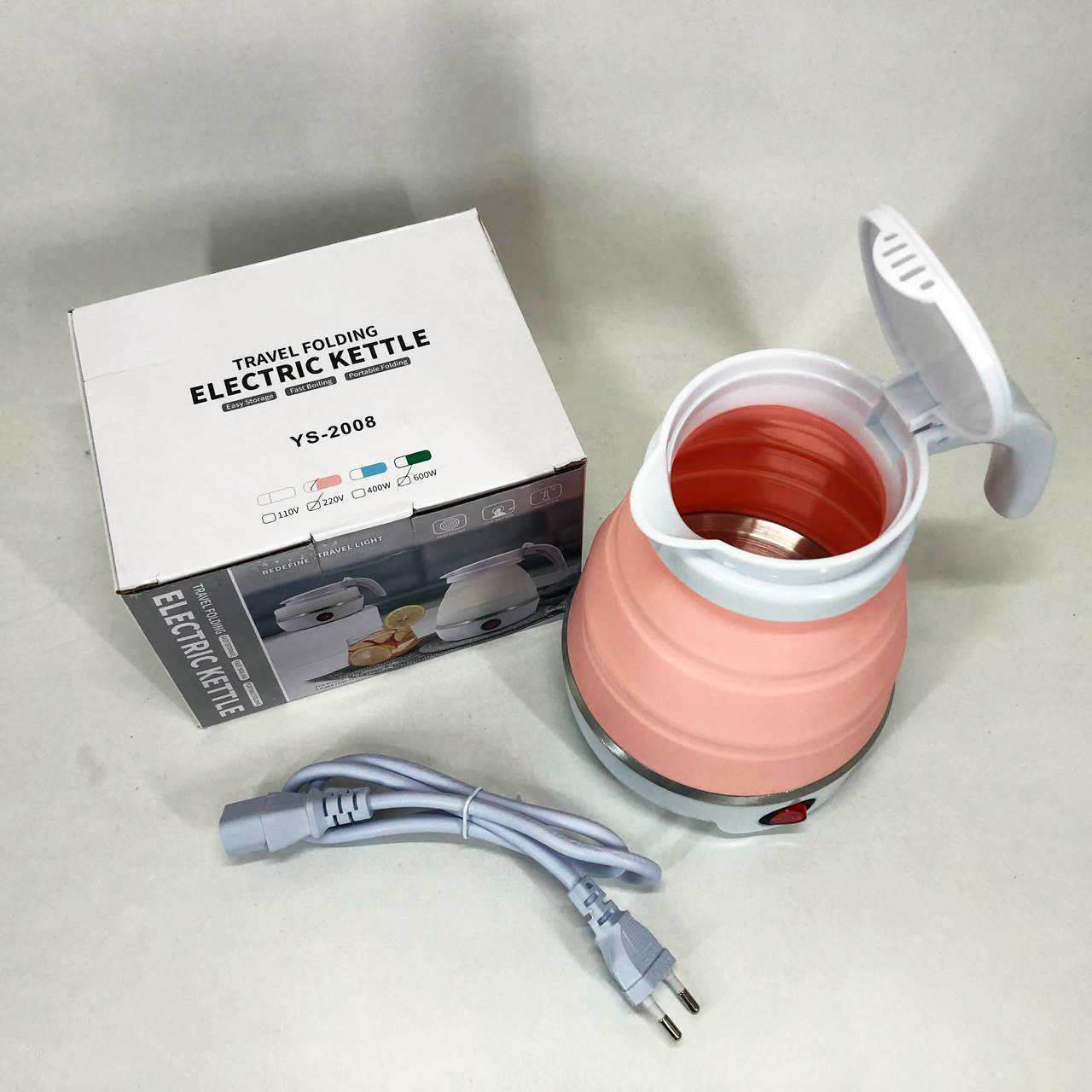 Електрочайник складаний Travel Folding 600ml. Колір: рожевий, фото 1
