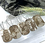 Кулон з гравіюванням вашого фото. ГАРАНТІЯ 10 РОКІВ! Вогнетривка нержавіюча сталь. Ланцюжок, скоба та макет в подарунок., фото 5