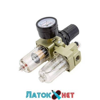 Блок підготовки повітря міні для пневмосистеми фільтр-регулятор і лубрикатор 1/4 F-AC2010-02 Forsage