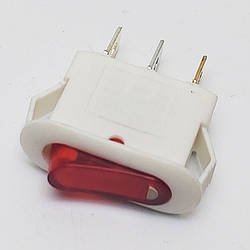 Мережева кнопка для бойлера одинарна червона 16 А в білому корпусі з підсвіткою