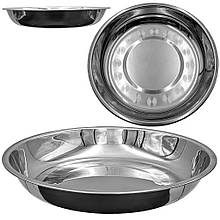 Деко кругле універсальне D30 см висота 4,5 см з нержавіючої сталі без ручок