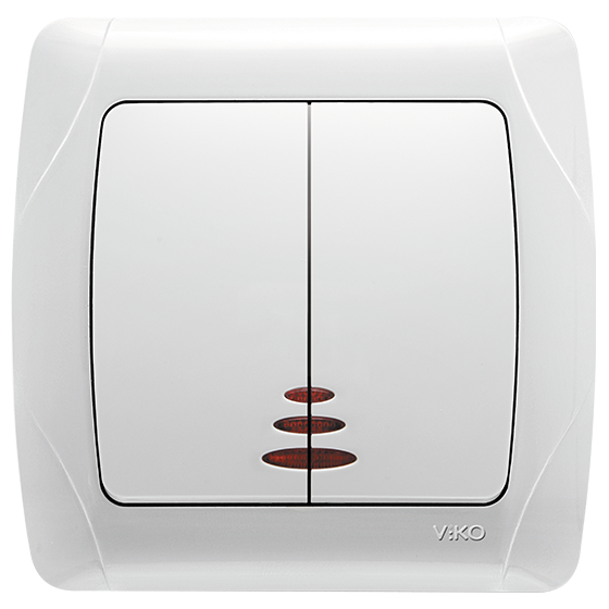 Вимикач 2-кл. з підсвіткою білий ViKO Carmen, фото 1