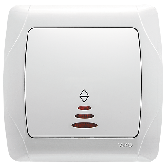 Вимикач 1-кл. прохідний із підсвіткою білий ViKO Carmen, фото 1