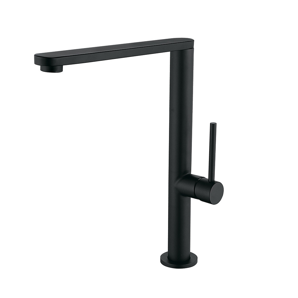 EKO4G-01 BLACK кухня одноваж. вис. поворот. вилив силікон. гайка Ø25 (чорний) {10/1}, фото 1