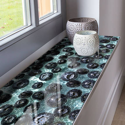 Покриття для підвіконня, м'яке скло з фотодруком Чорниця у воді з бульбашками, 35 х 100 см, ПО-tx404, фото 1