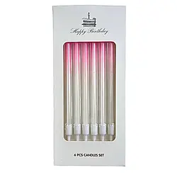 Свічки для торту, 6 шт Градієнт рожевий