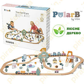 Дерев'яна дитяча залізниця Viga Toys PolarB 90 деталей (44067) (іграшкова залізна дорога з дерева)