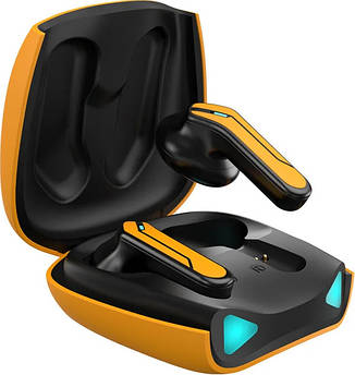 Навушники бездротові Hotwav K75 Black-Yellow TWS, Bluetooth 5.0, IPX5, Ігрові навушники для телефона