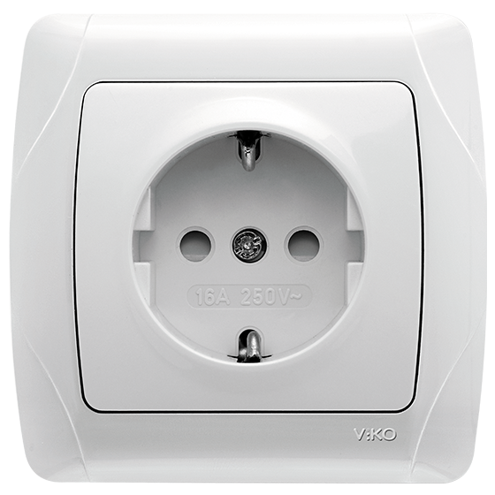 Розетка із заземленням зі шторками (білий) ViKO Carmen , фото 1