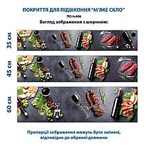 Покриття для підвіконня, м'яке скло з фотодруком, Вино з м'ясною нарізкою, 35 х 100 см, ПО-tx406, фото 3