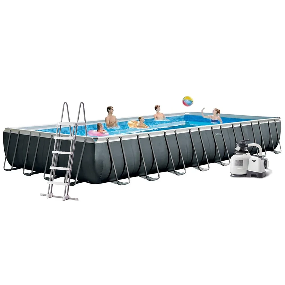 Каркасний басейн Intex 26374, 975 х 488 х 132 см (10 500 л/год, драбина, тент, підстилка)