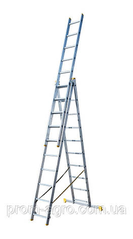 Сходи алюмінієві 3-х секційні 3х10 ступенів h=7000 мм max 150 кг Так, фото 1