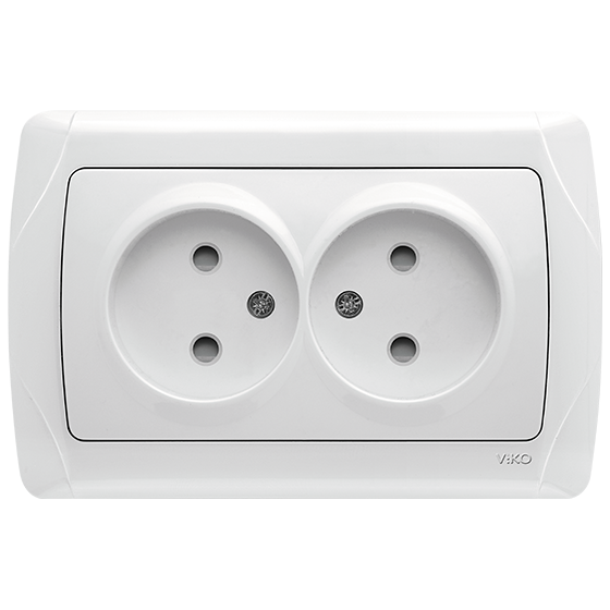 Розетка подвійна без заземлення зі шторками (білий) ViKO Carmen , фото 1