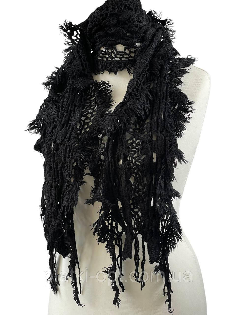 Шарф в'язаний Сабріна (чорний), фото 1