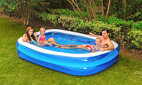 Прямокутний надувний басейн сімейний для саду SunClub 305x183x50 см Синій