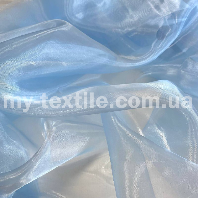 Тканина органза прозора з переливом 150 см однотон Блакитний, фото 1