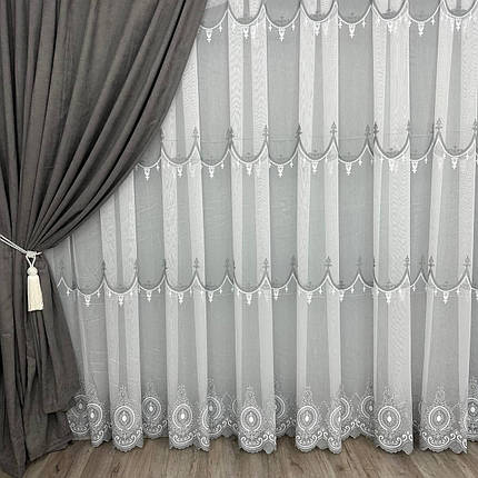 Бамбукова тюль №5065 у вітальню, спальню на відріз сіра, фото 1
