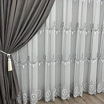 Бамбукова тюль №5065 у вітальню, спальню на відріз сіра, фото 3