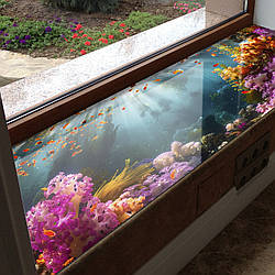 Покриття для підвіконня, м'яке скло з фотодруком Підводний світ під променями сонця, 35 х 100 см, ПО-tx418