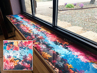 Покриття для підвіконня, м'яке скло з фотодруком Коралові рифи, 35 х 100 см, ПО-tx419