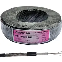Кабель RG-174/U,(7x0.16TСU+1.6PE+64х0,12TCU), діам-2,8мм, чорний