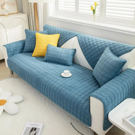 Щільне покривало на диван дивандеки сучасні, покривало на диван шкіряний Блакитний, фото 1