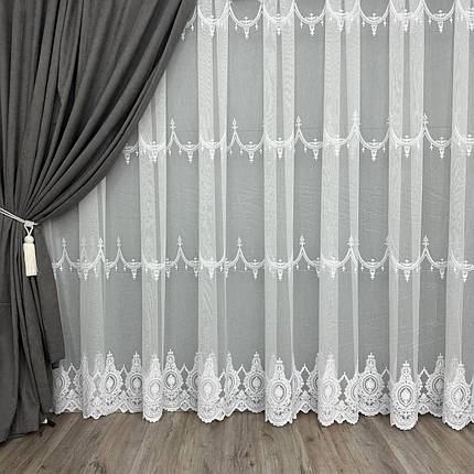 Бамбукова тюль №5065 у вітальню, спальню на відріз біла, фото 1