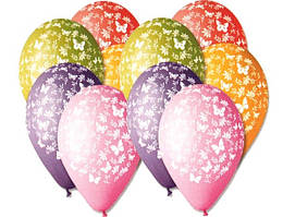 Кулі латексні 12" (30 см) пастель асорті Малюнок "Метелики гілочки" друк ІТАЛІЯ