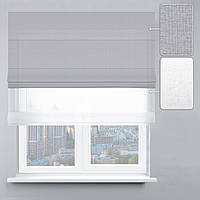 Римська штора Льон сiрий сталевий та Тюль