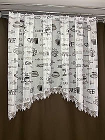 Арка льон coffe сіра з білим. Ширина (3м.) - край(1.50м)