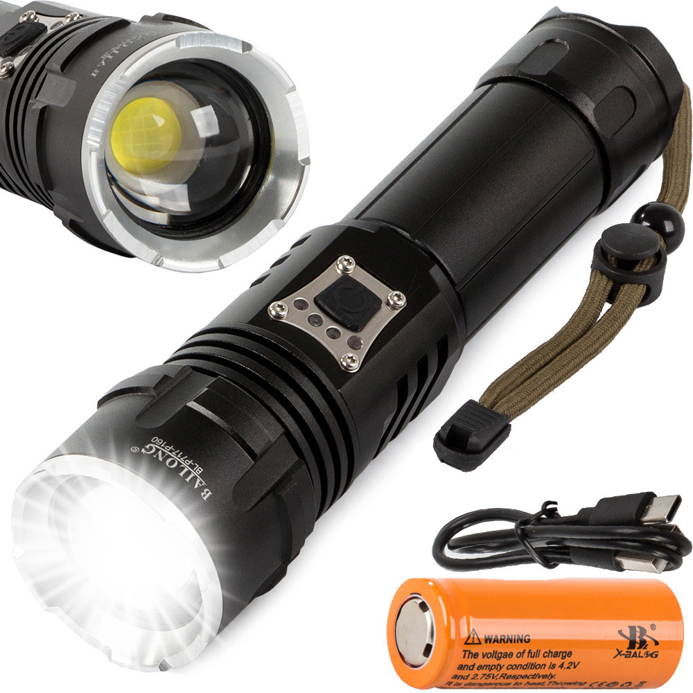 Військовий тактичний ліхтар Bailong LED CREE XHP160