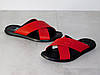 Шльопанці чоловічі шкіряні червоні, фото 3