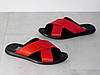 Шльопанці чоловічі шкіряні червоні, фото 4