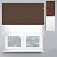 Римська штора Льон шоколадний коричневий та тюль