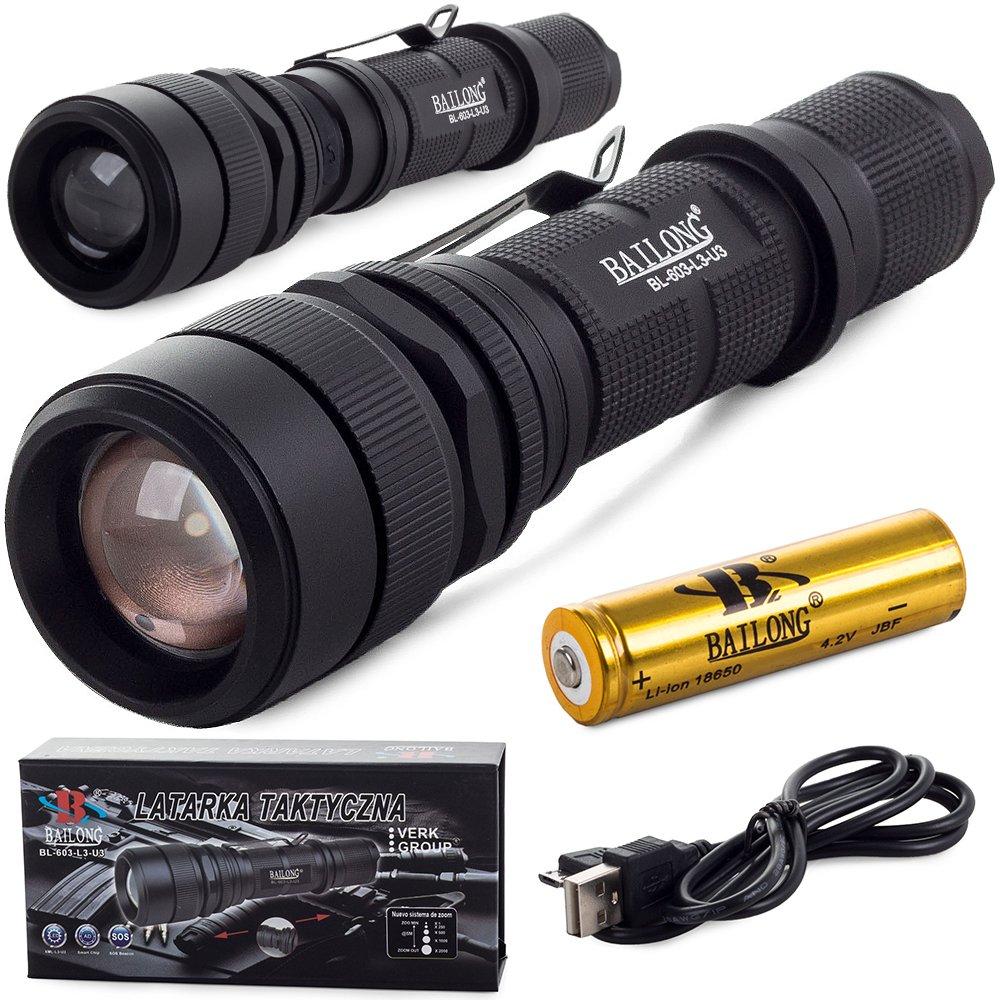 Тактичний ліхтар Bailong USB LED CREE XM-L3-U3