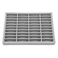 Планшет горизонтальний під браслети жорсткі замкнуті 4 ряди 40 комірок розмір 25х35 см комірка 8 см сірий велюр