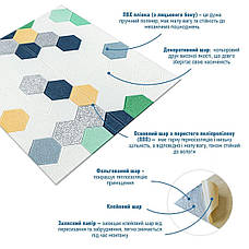 Панель стінова 3D 700х700х4мм Мозаїка синьо-жовта SW-00002016, фото 2