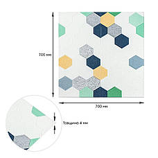 Панель стінова 3D 700х700х4мм Мозаїка синьо-жовта SW-00002016, фото 3