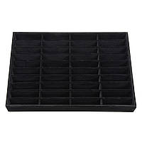 Планшет горизонтальний під браслети жорсткі замкнуті 4 ряди 40 комірок розмір 25х35 см комірка 8 см чорний велюр