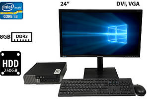 Комплект | Комп'ютер Dell Optiplex 7010 SFF/Intel Core i3-3220 3.30GHz/8GB DDR3/HDD 250GB | Монітор 24'' Samsung S24C450 Б/В