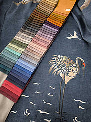 Шторна тканина під льон "Пташки" v1 висота 3м