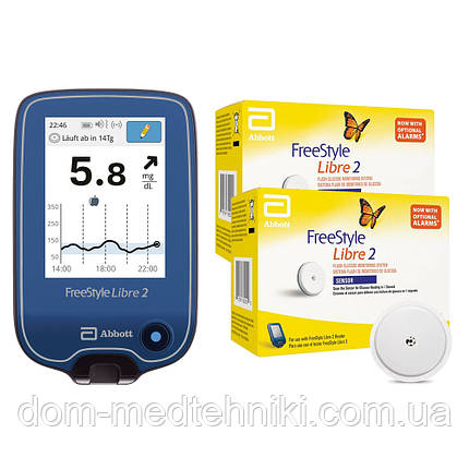 Глюкометр Freestyle Libre 2, (ммоль/л) + Сенсор Freestyle Libre 2 (2 уп.), фото 1