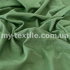 Лляна тканина однотон натуральна бавовна з віскозою 140 см Темно-оливкова