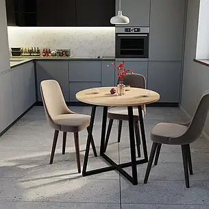 Стіл обідній нерозкладний ФІЕРА Neman, колір дуб крафт золотий/ніжки чорні, фото 1