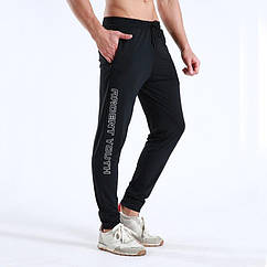 Тонкі спортивні штани в спортзал чоловічі Чорні та сірі штані для тренувань бігу занять спортом для хлопця